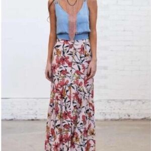FREE PEOPLE Smooth Sailing Floral Petal Combo Maxi Skirt fits like a size 4